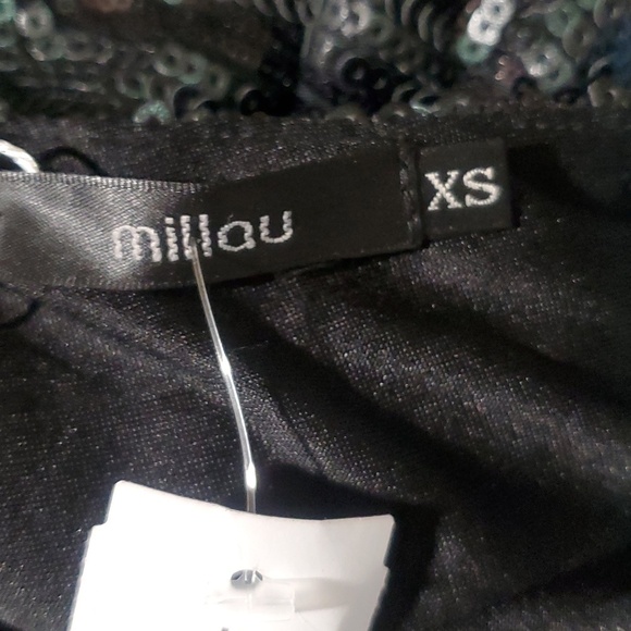 NWT LF Millau Womens Wave Metallic Sequin Sheath Dress Long Sleeve Back Size XS - Picture 10 of 14